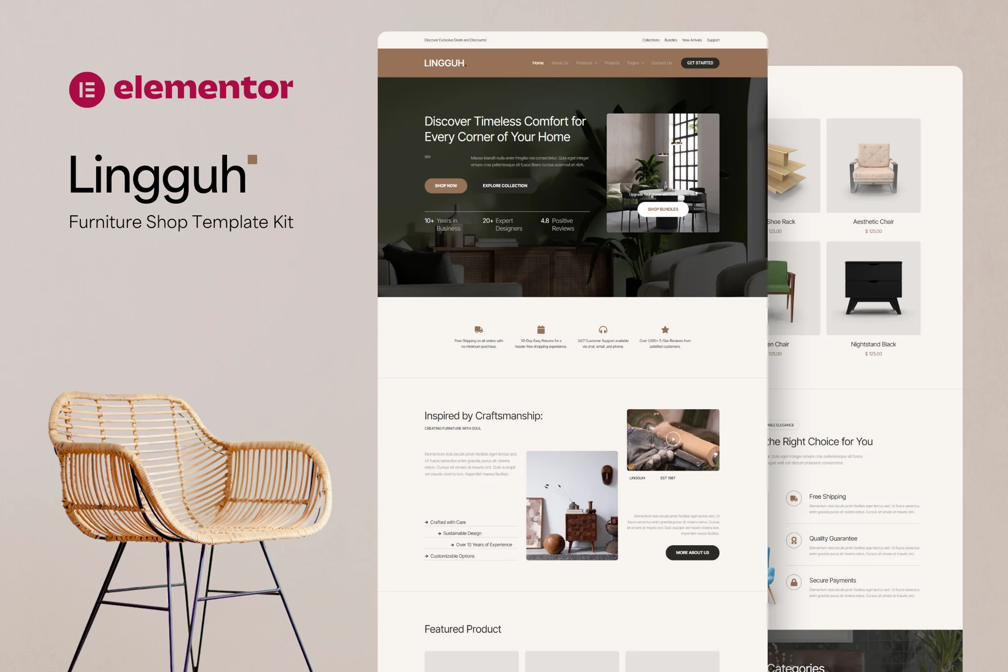 Lingguh – 家具电子商务 Elementor 模板套件