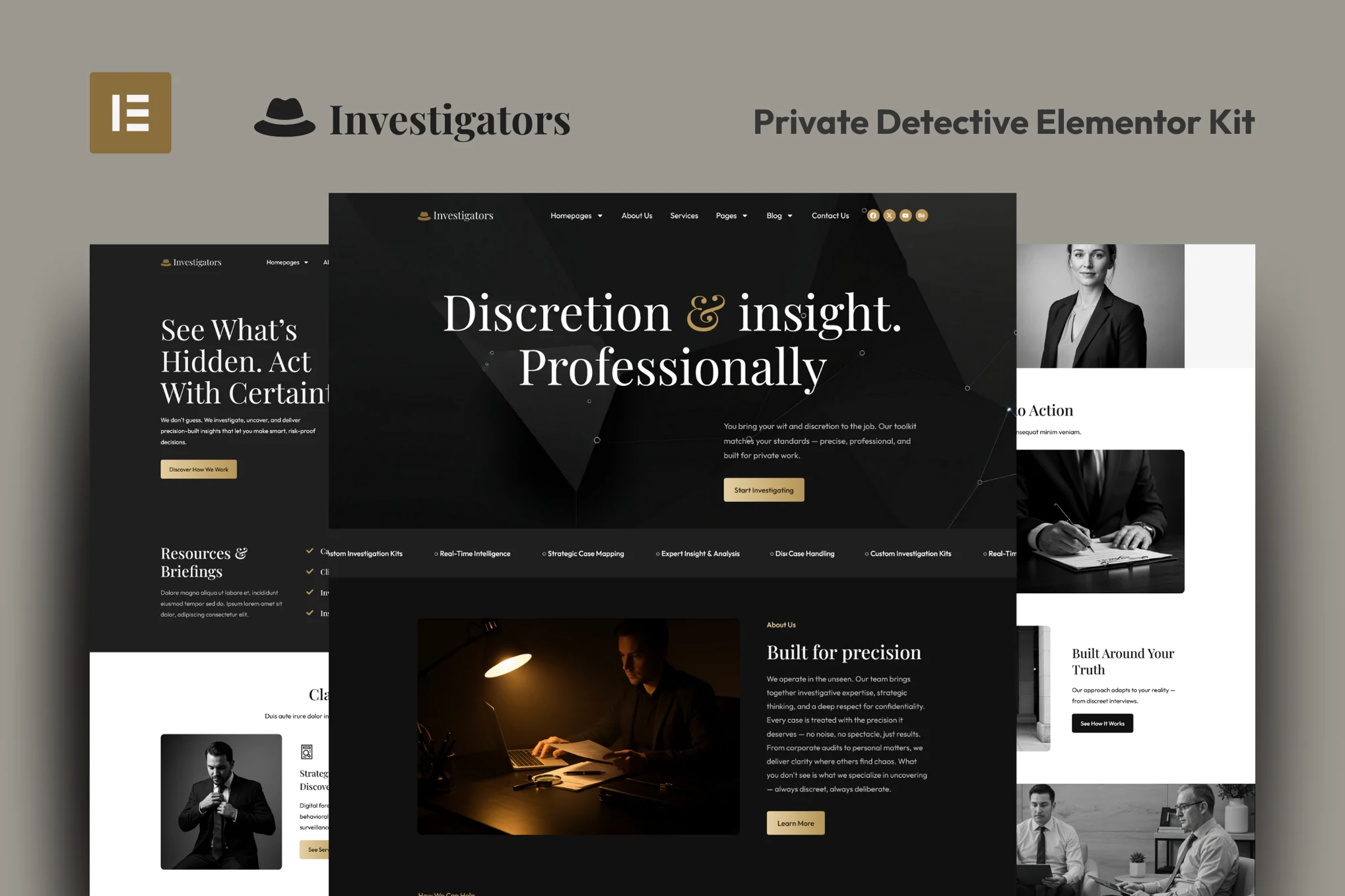 Investigators – 私人侦探 Elementor Pro 模板套件