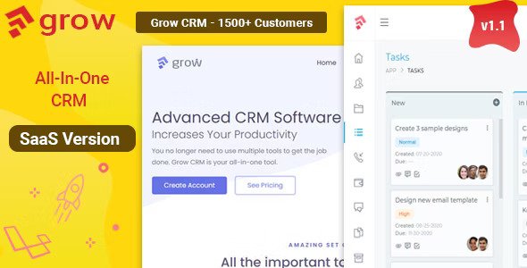 Grow CRM SaaS v2.9 – Laravel 项目管理 – 多租户