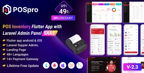 POS Pro v4.9 – 带有 Laravel 管理面板的 POS 库存 Flutter 应用程序 SAAS
