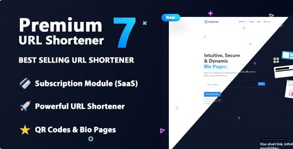 Premium URL Shortener v7.6.2 – 链接缩短器、个人简介页面和二维码