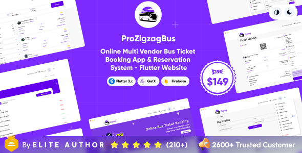 ProZigzagBus v1.1 – 在线多供应商巴士票预订应用程序和预订系统 – Flutter 网站