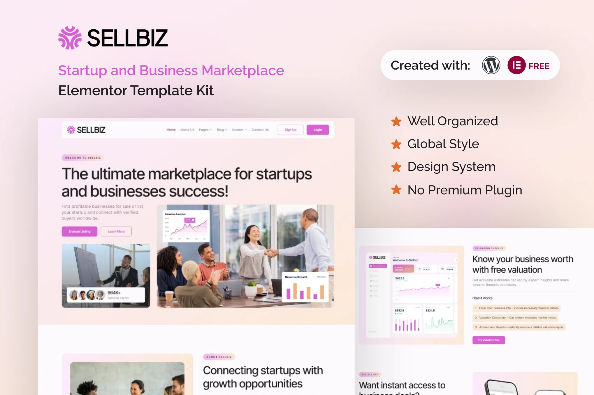 Sellbiz – 初创企业和商业市场 Elementor 模板套件