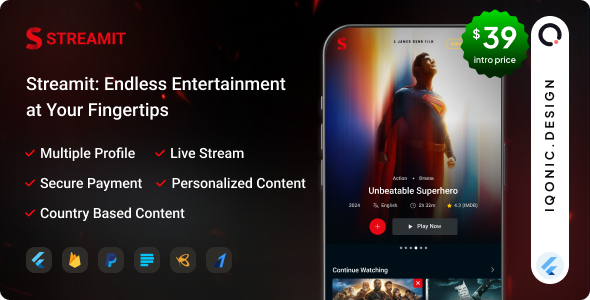 Streamit v1.1.6 – OTT 流媒体 Flutter 应用 (插件)