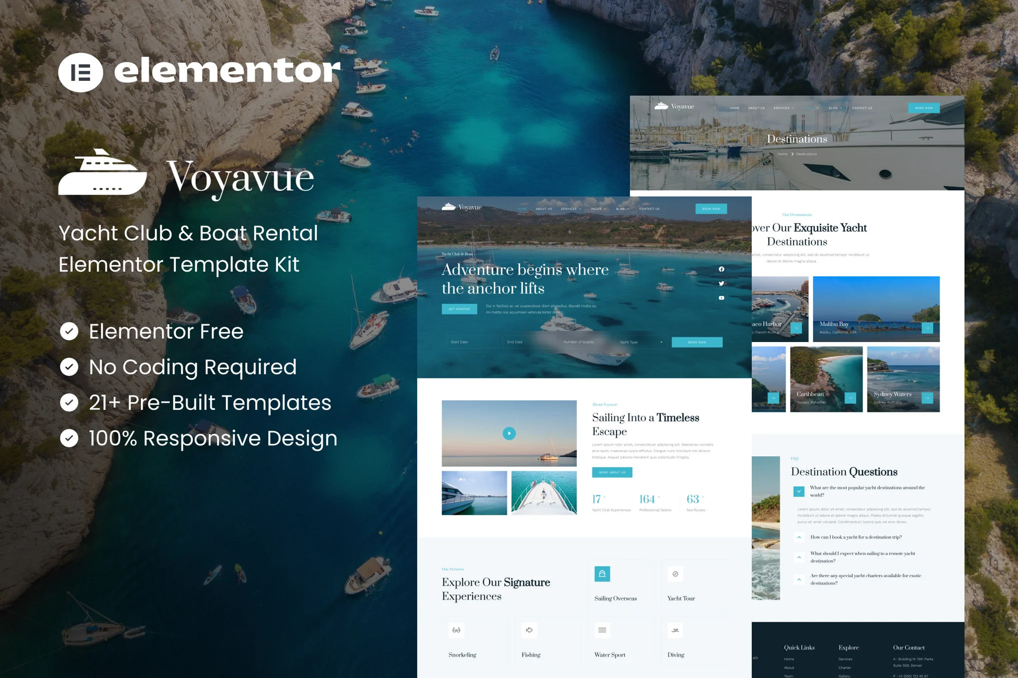 Voyavue – 游艇俱乐部和船舶租赁 Elementor 模板套件