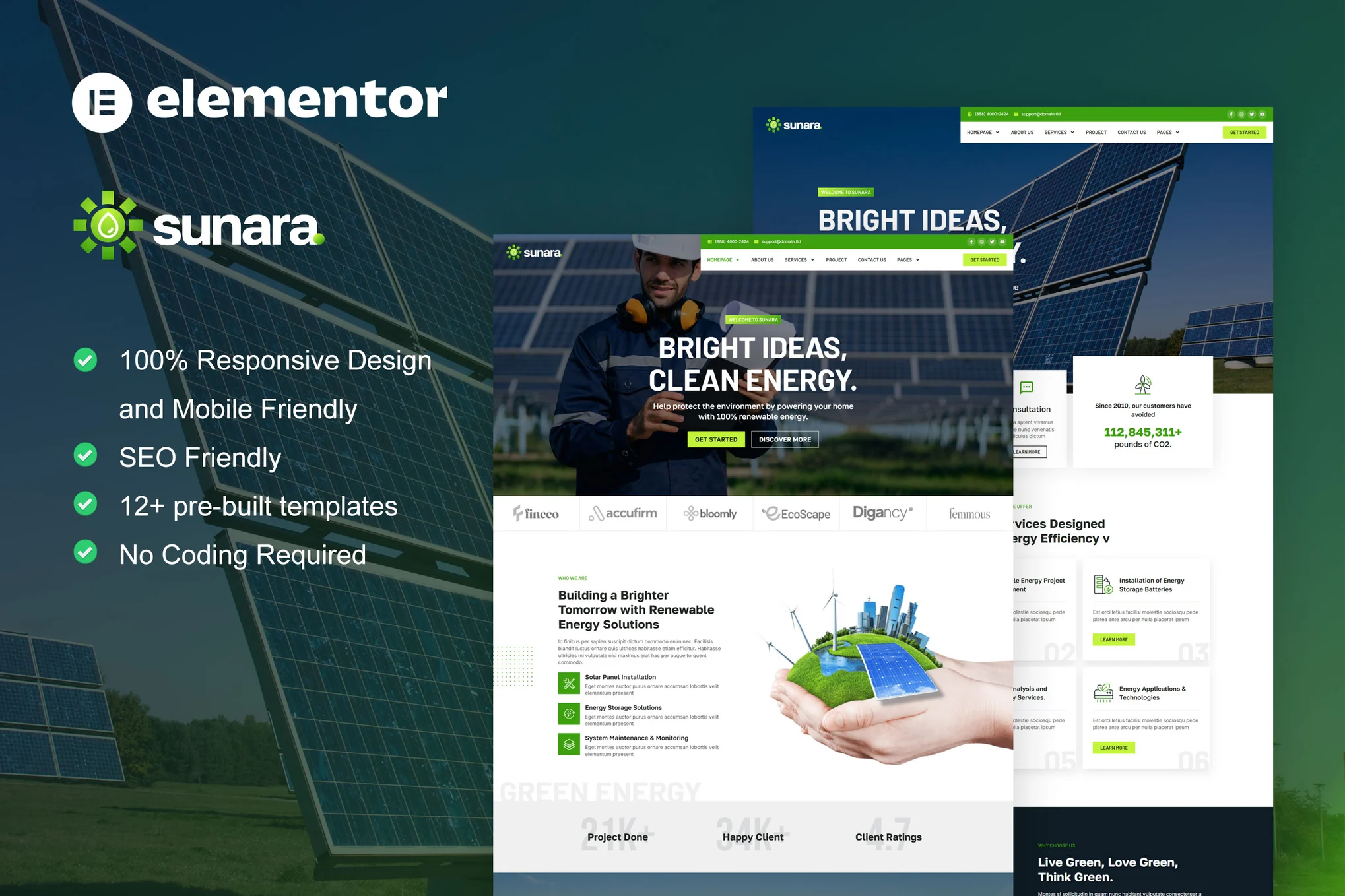 Sunara – 太阳能和可再生能源 Elementor Pro 模板套件