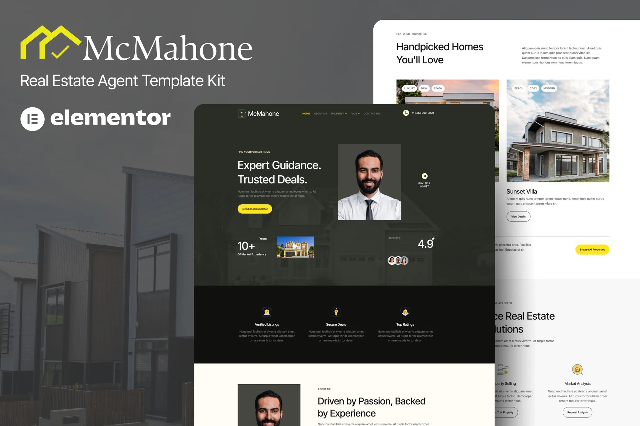 McMahone – 房地产经纪人 Elementor 模板套件