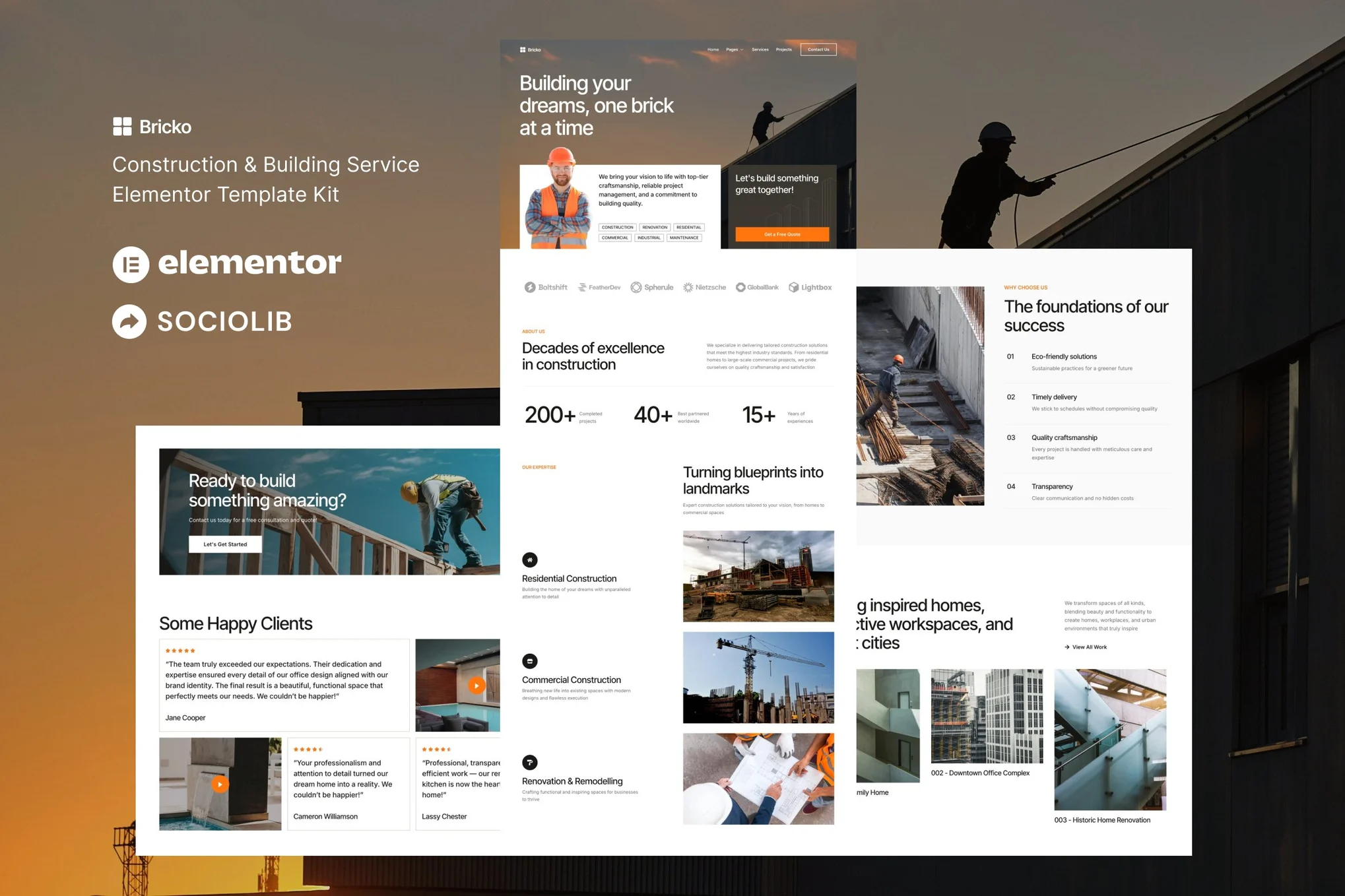 Bricko – 建筑与建筑服务 Elementor 模板套件