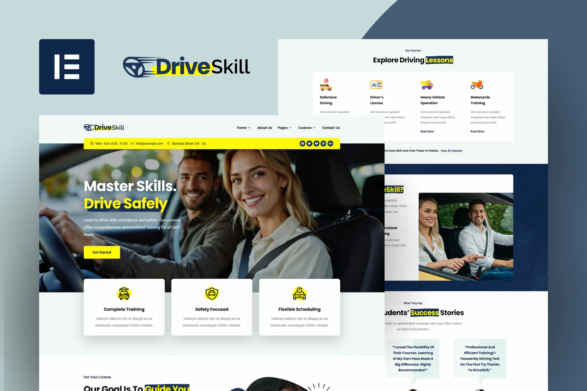 DriveSkill – 驾驶学校 Elementor 模板套件