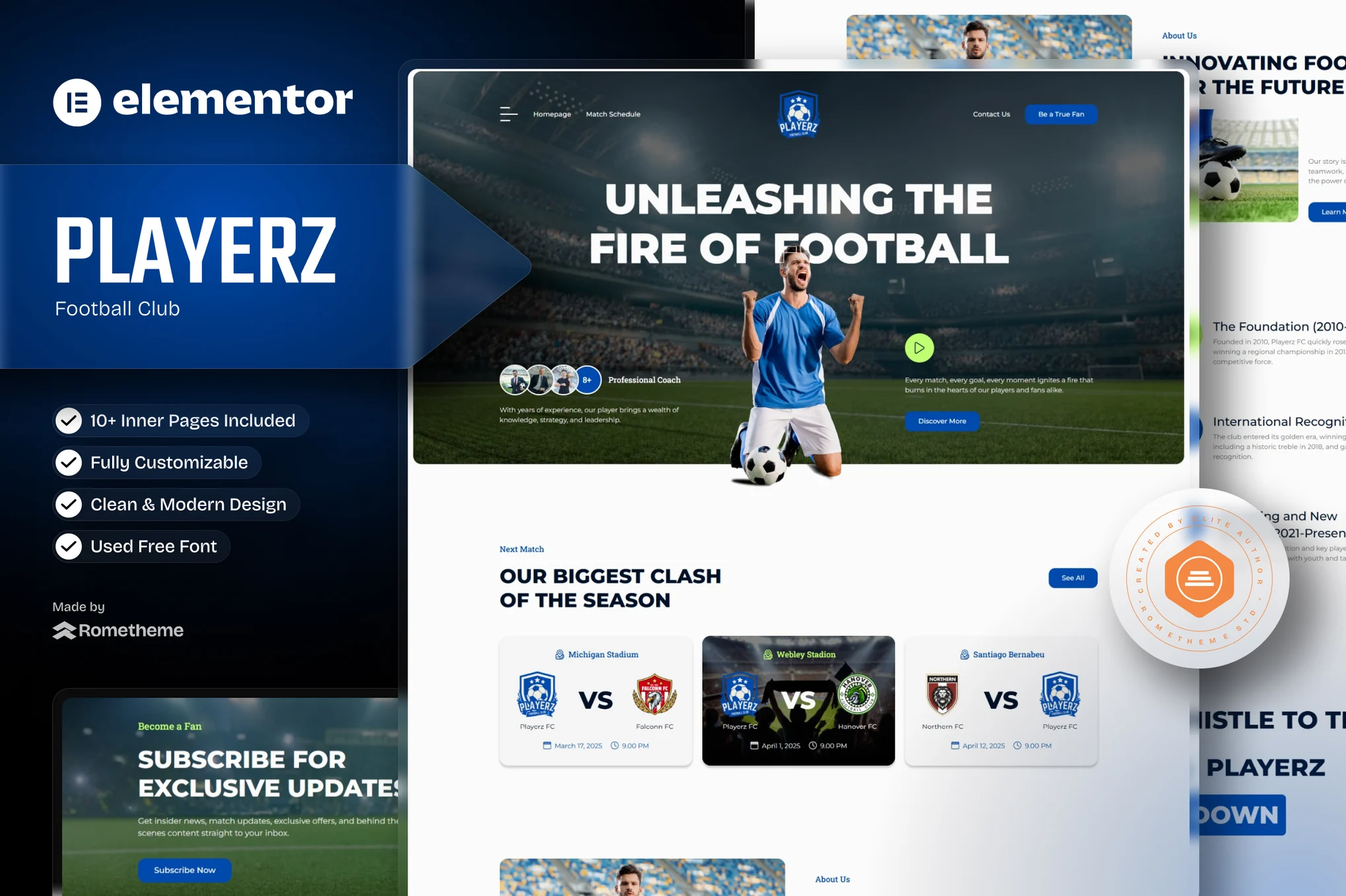 Playerz – 足球队和体育俱乐部 Elementor 模板套件