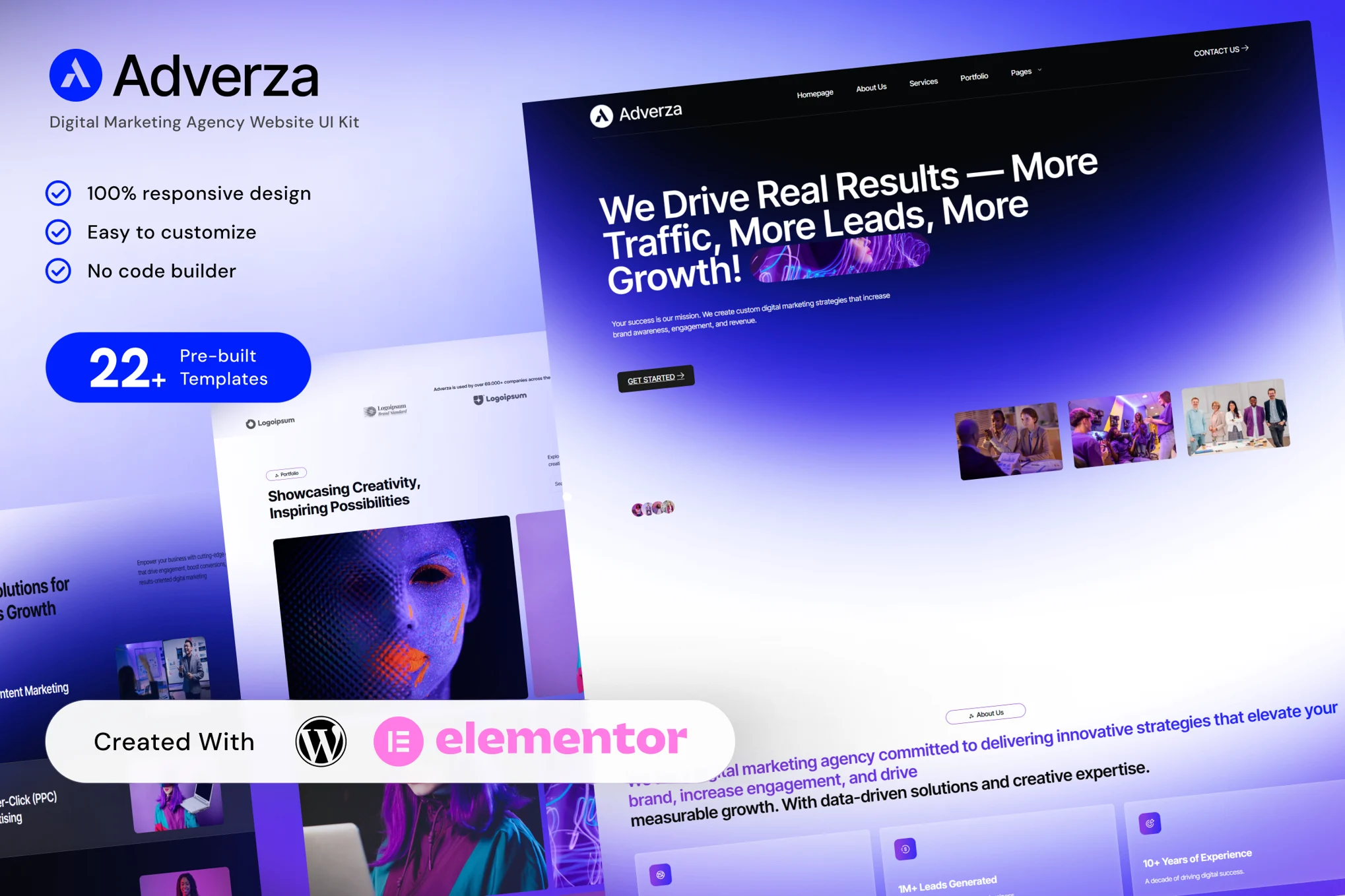 Adverza – 数字营销机构 Elementor 模板套件