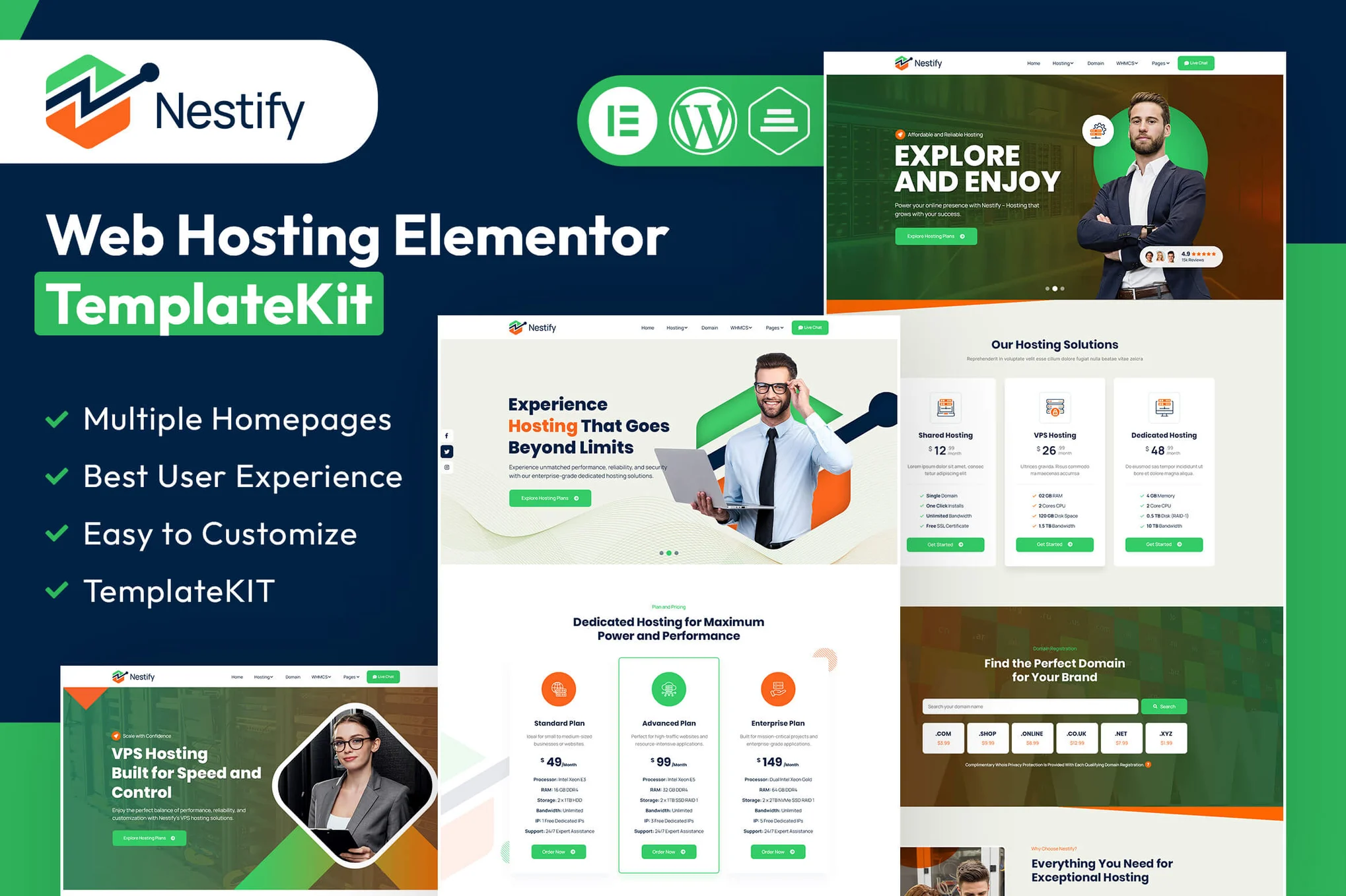 Nestify – Web 托管 Elementor 模板套件