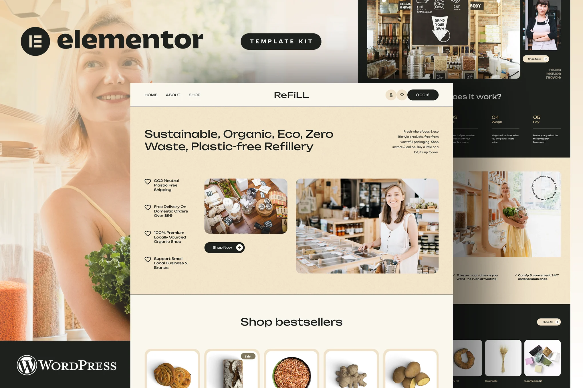 ReFill – 零浪费商店电子商务 Elementor Pro 模板套件