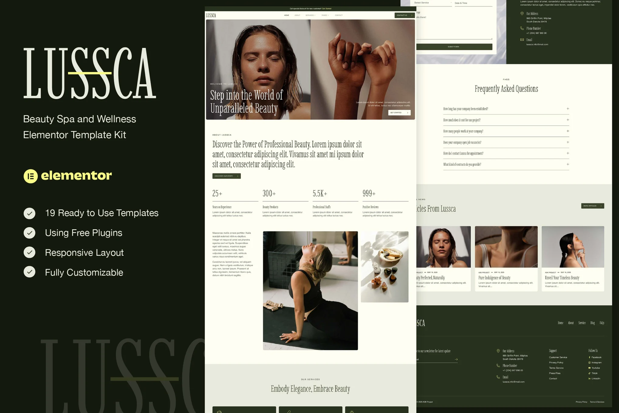 Lussca – 美容水疗与健康 Elementor 模板套件
