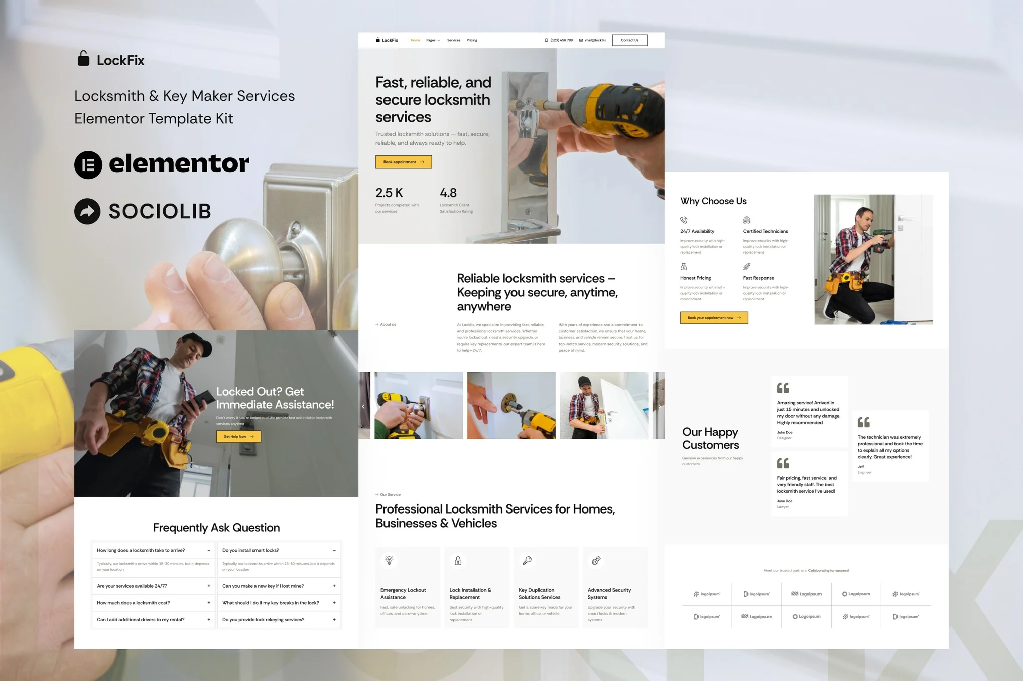 LockFix – 锁匠和钥匙制作服务 Elementor 模板套件