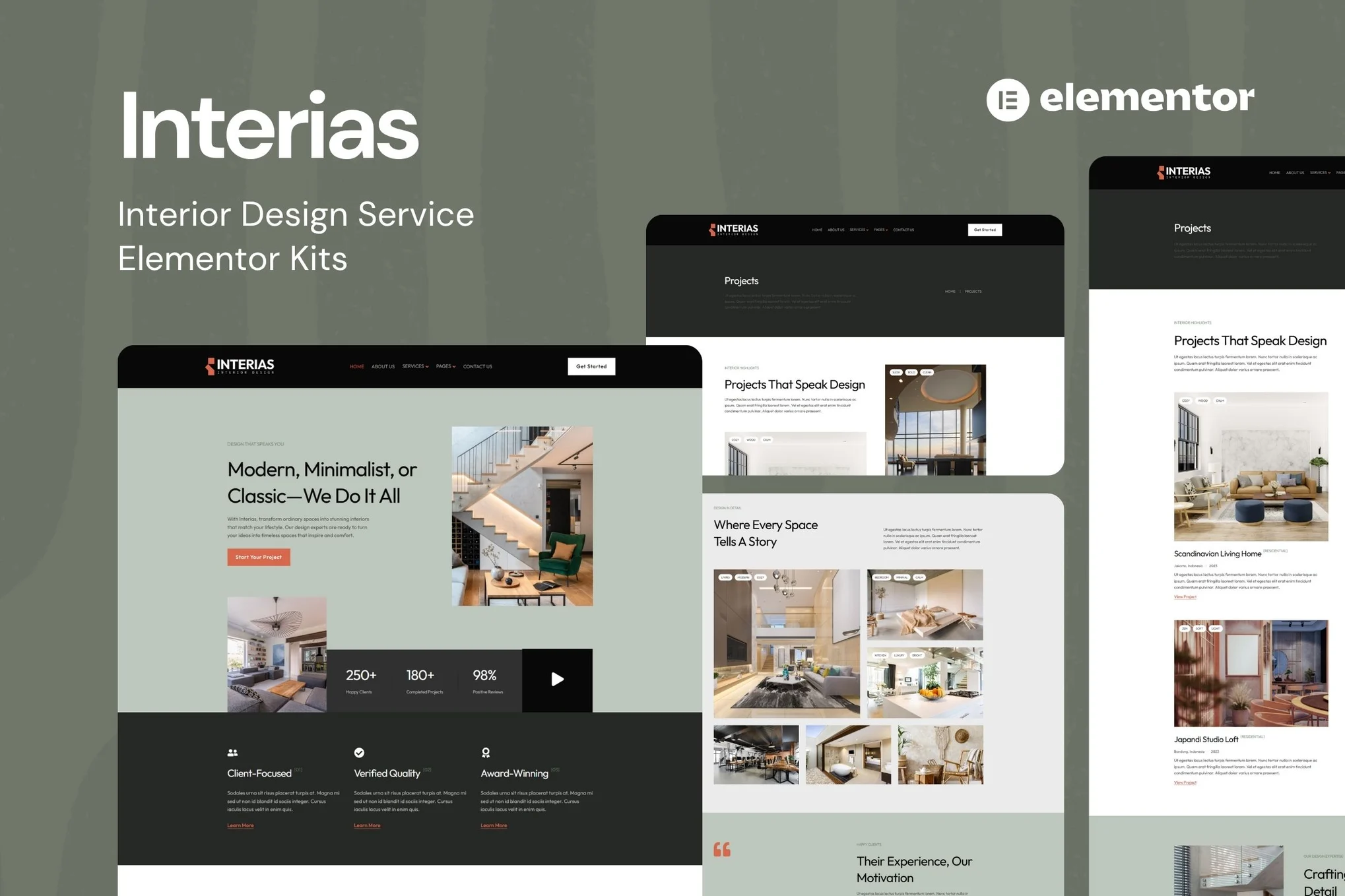 Interias – 室内设计服务 Elementor 模板套件