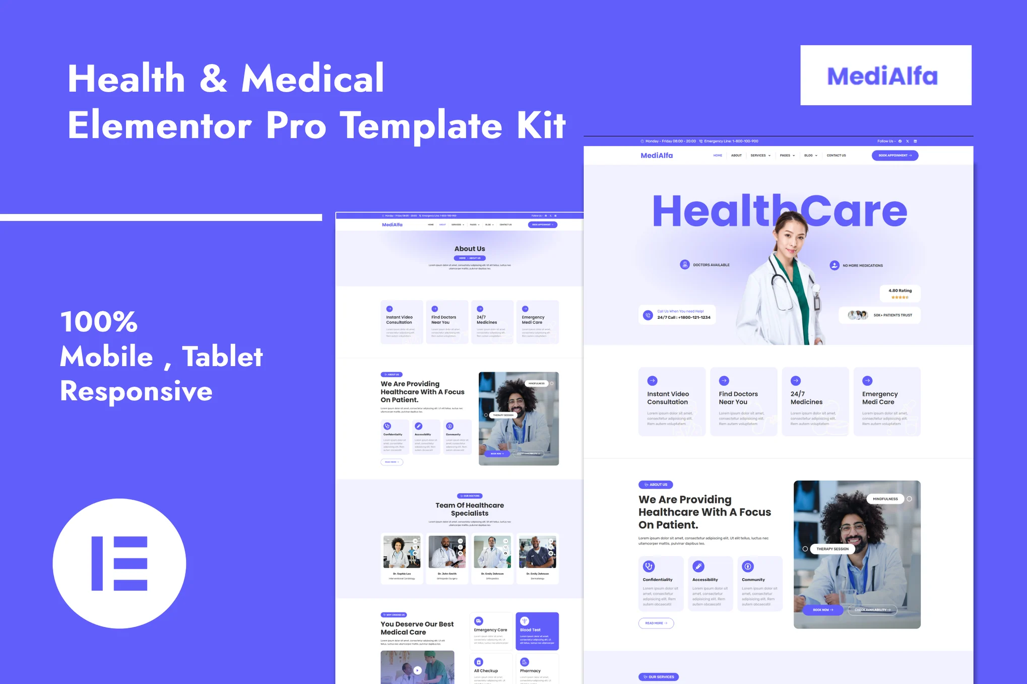 MediAlfa – 健康与医疗 Elementor Pro 模板套件