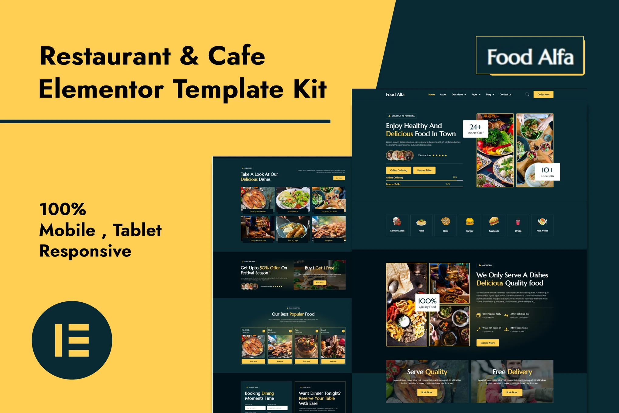 Food Alfa – 餐厅和咖啡厅 Elementor Pro 模板套件