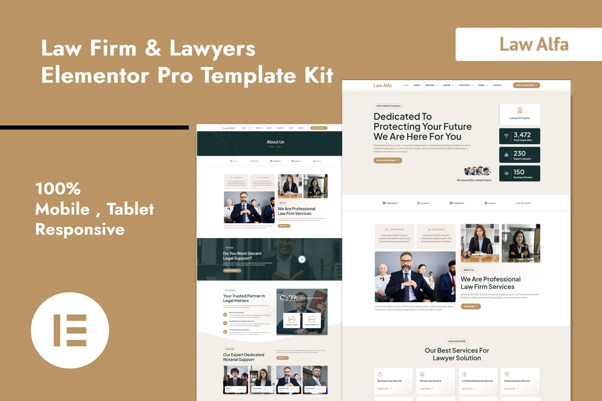 LawAlfa – 律师事务所和律师 Elementor Pro 模板套件
