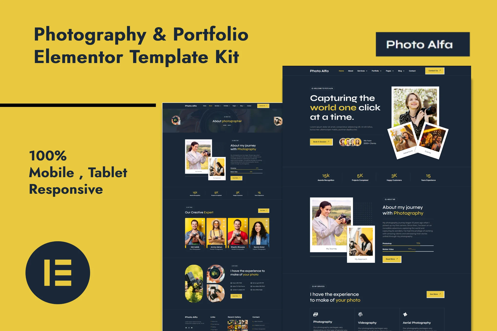 Photo Alfa – 摄影与作品集 Elementor Pro 模板套件