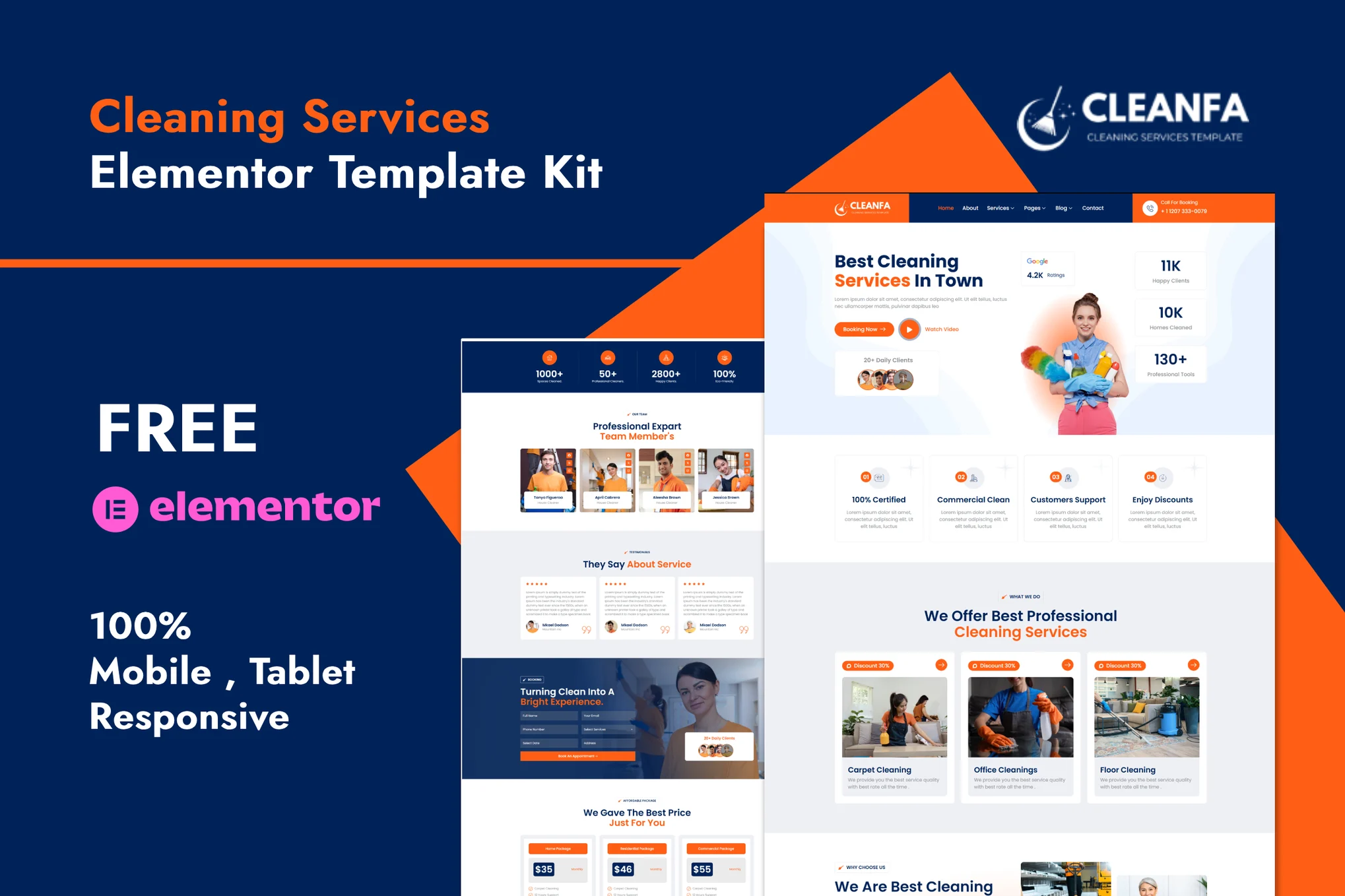 Cleanfa – 清洁服务 Elementor 模板套件