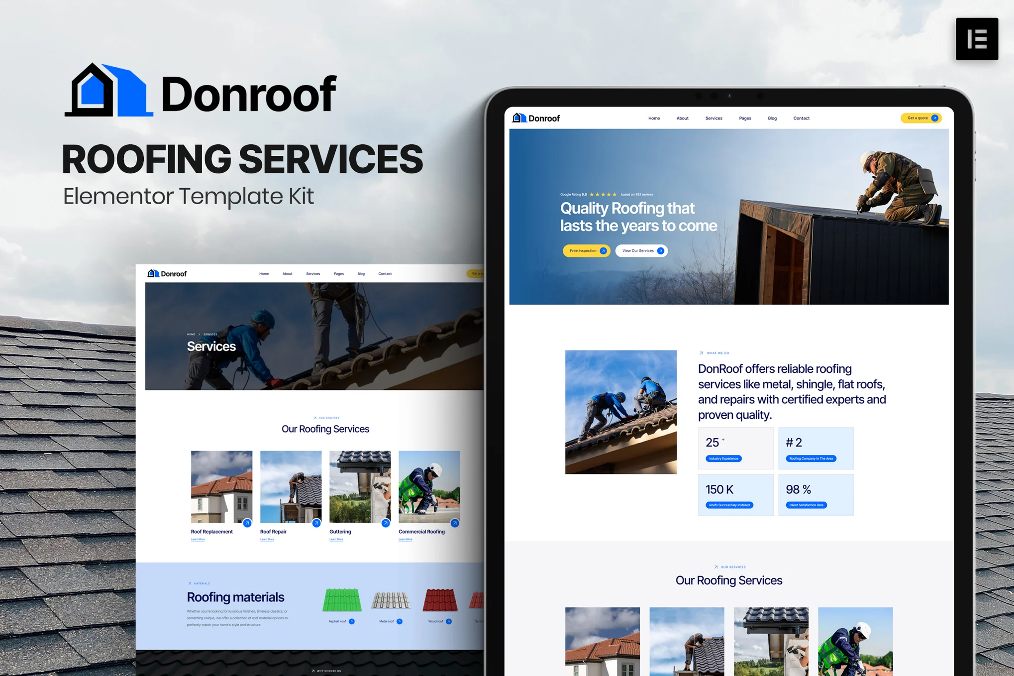 Donroof – 屋顶服务 Elementor 模板套件