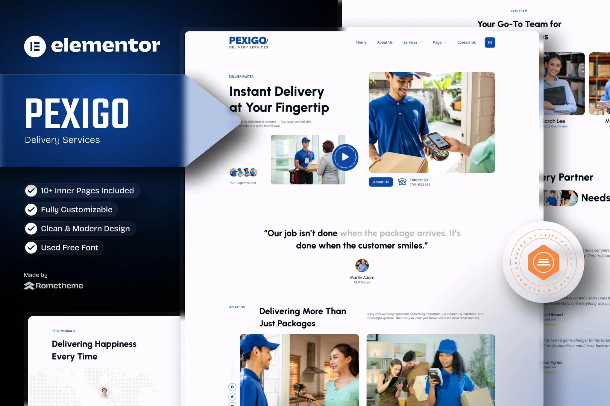 Pexigo – 送货服务 Elementor 模板套件