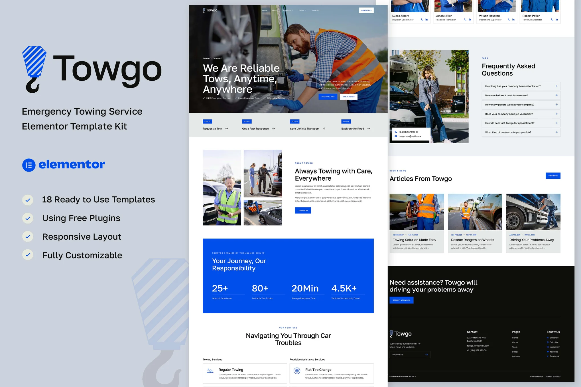 Towgo – 紧急拖车服务 Elementor 模板套件