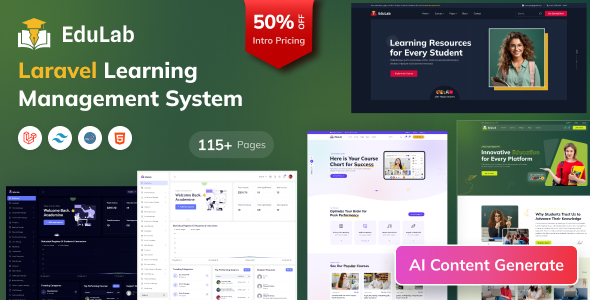 Edulab LMS v1.6 – 带有 Tailwind CSS 的 Laravel 学习管理系统