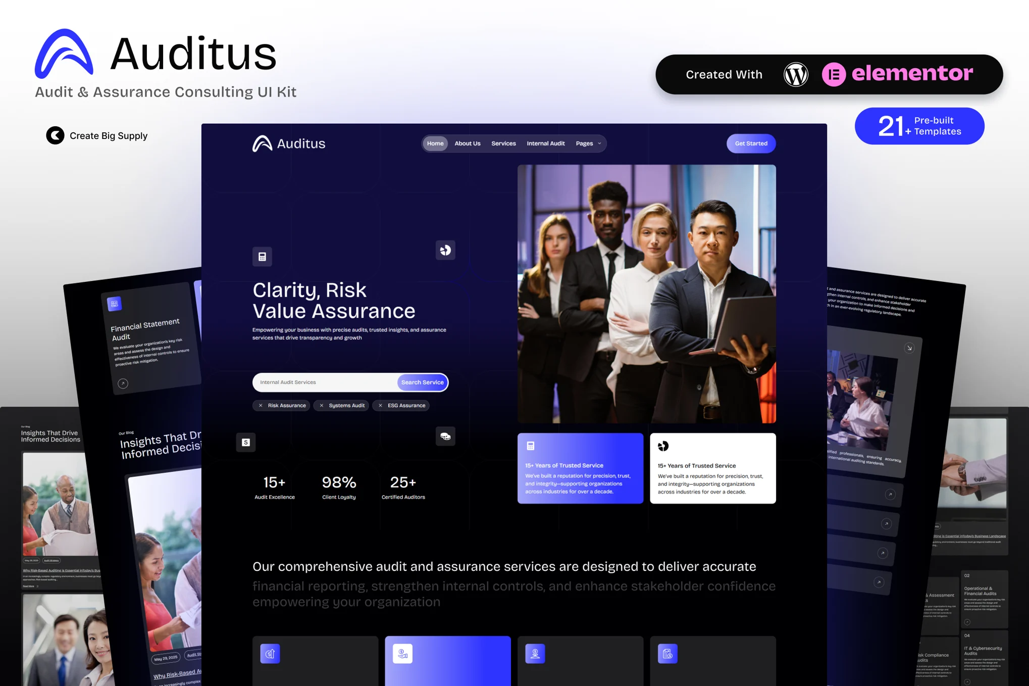 Auditus – 审计与鉴证咨询 Elementor 模板套件