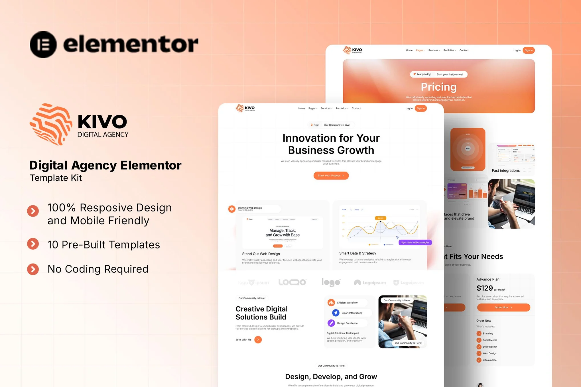 Kivo – 数字代理 Elementor 模板套件