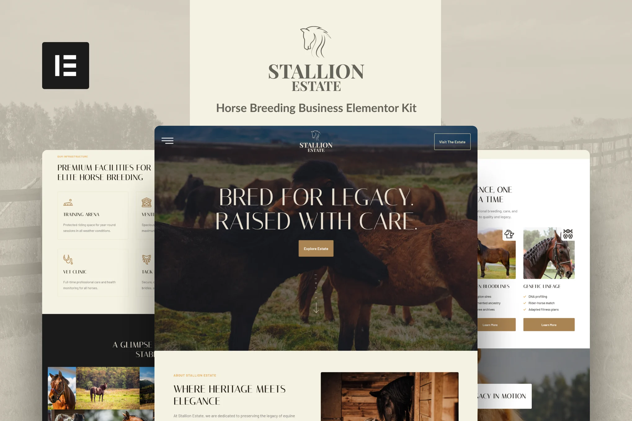 StallionEstate – 马匹养殖业务 Elementor Pro 模板套件