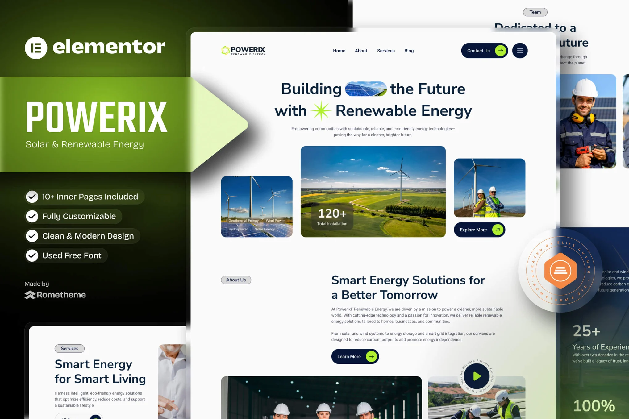 Powerix – 太阳能和可再生能源 Elementor 模板套件