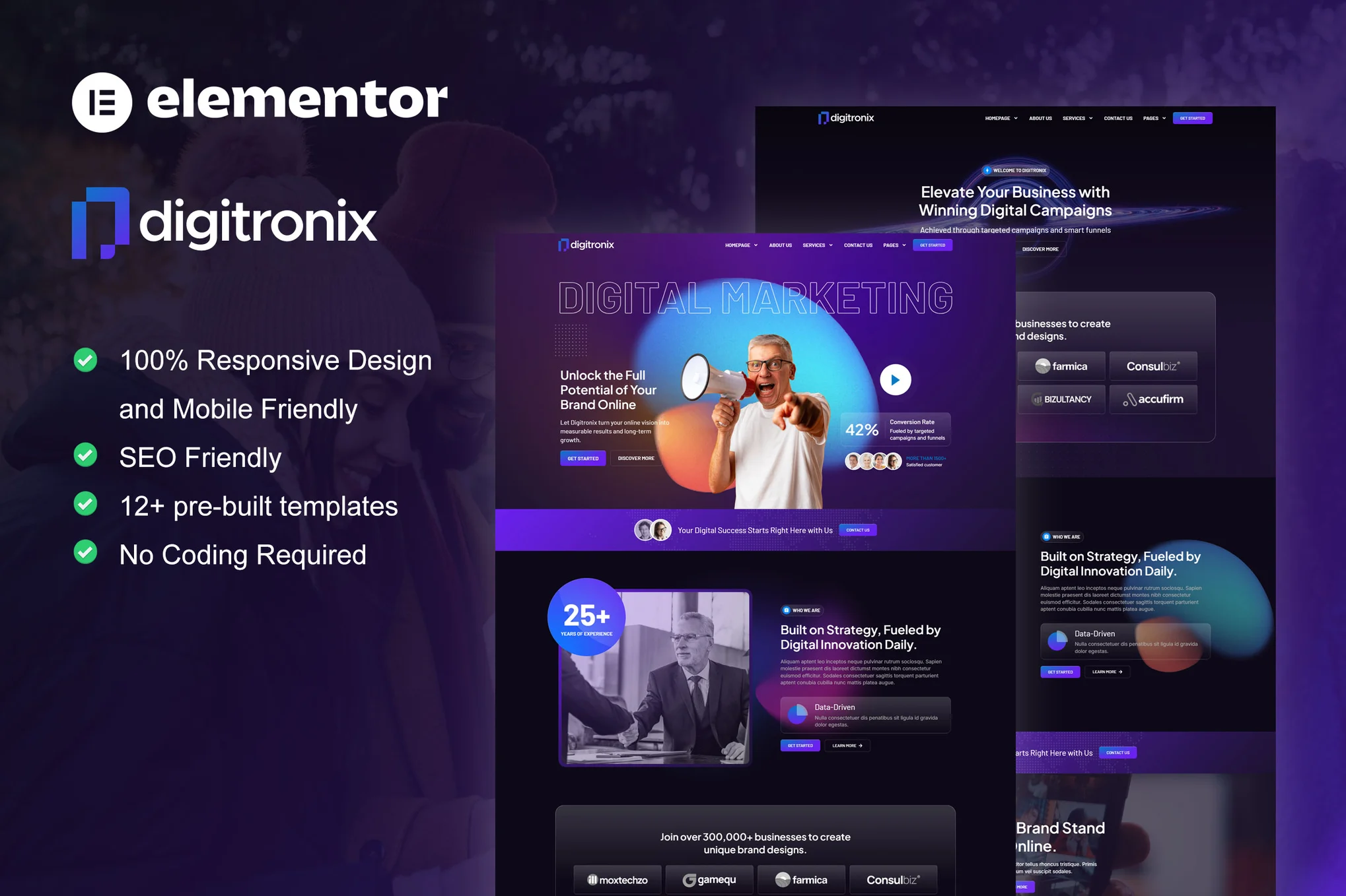 Digitronix – Dark Digital Agency Elementor Pro 模板套件