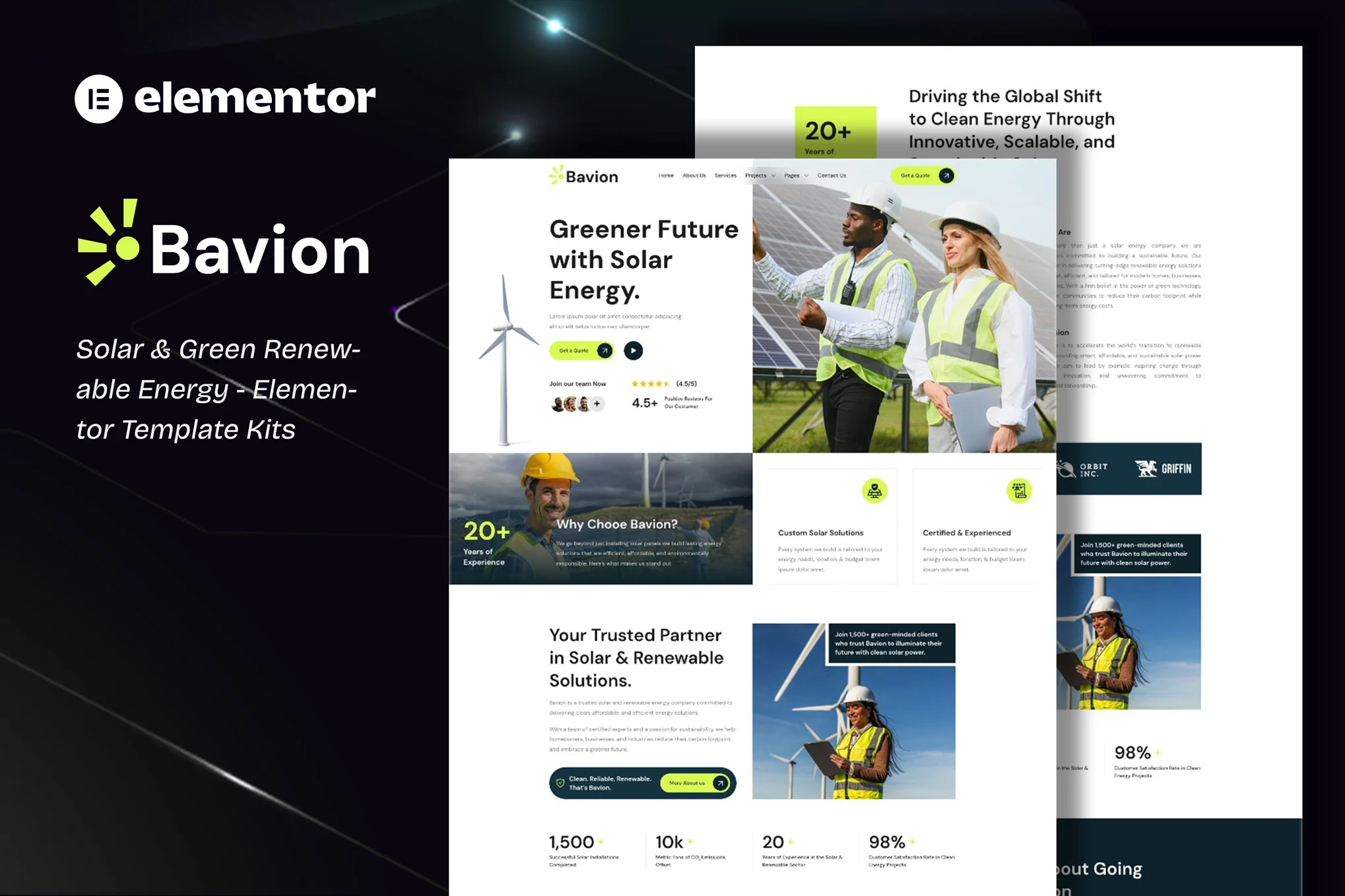 Bavion – 太阳能和可再生能源 Elementor 模板套件