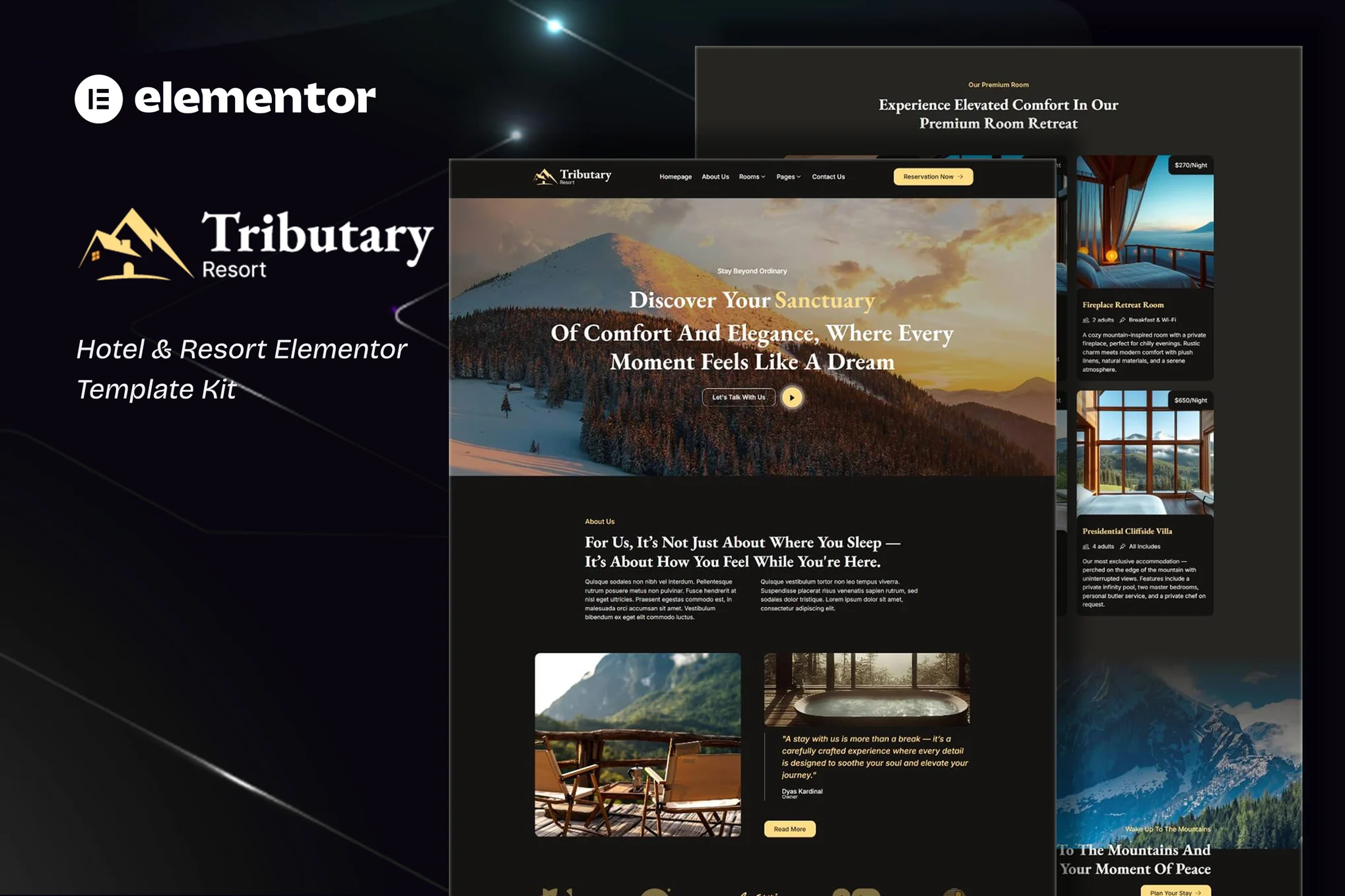 Tributary – 酒店和度假村 Elementor 模板套件