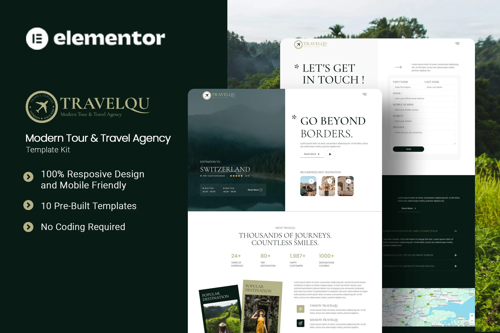 Travelqu – 现代旅游和旅行社 Elementor 模板套件