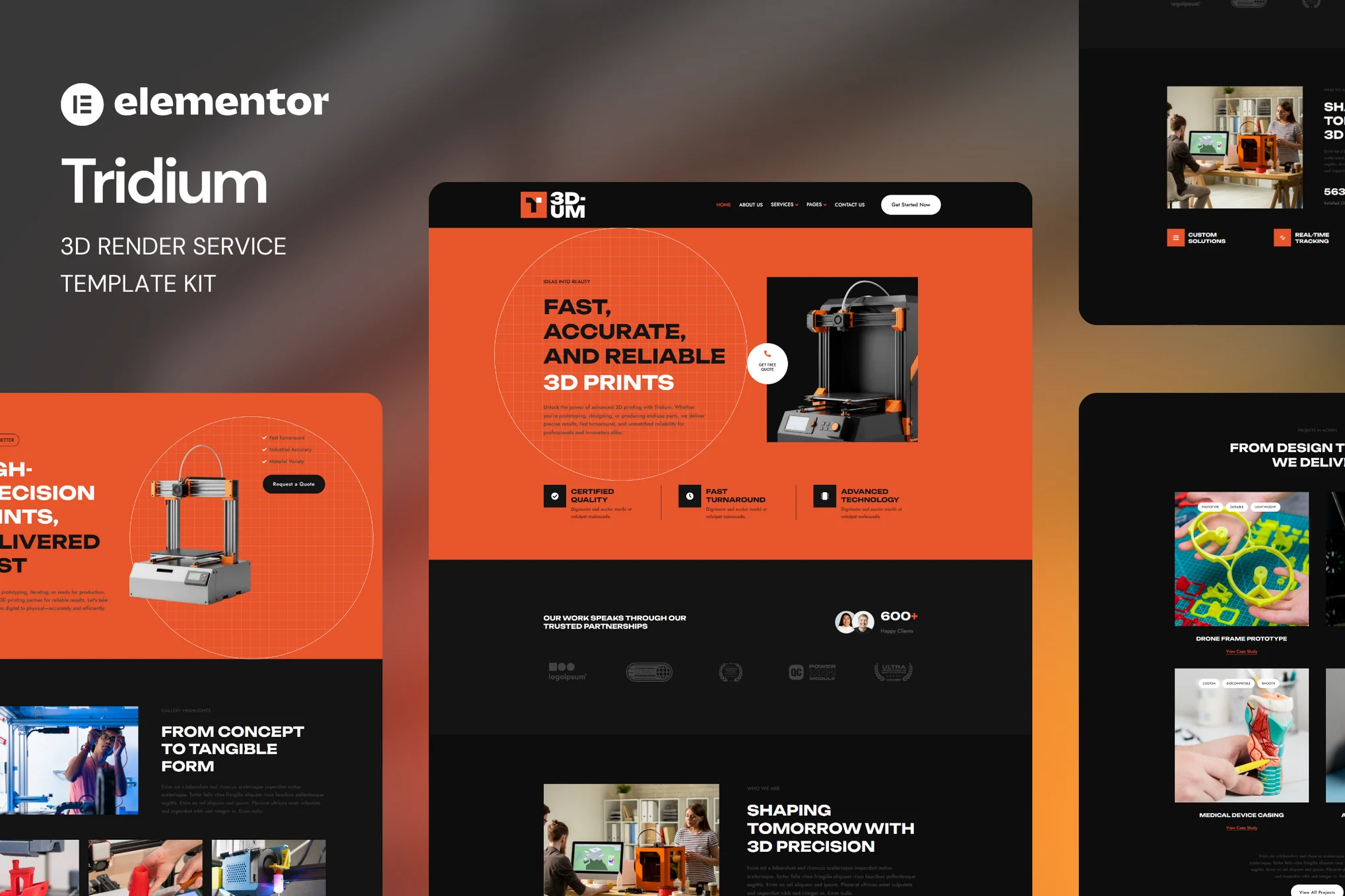 Tridium – 3D 渲染服务 Elementor 模板套件