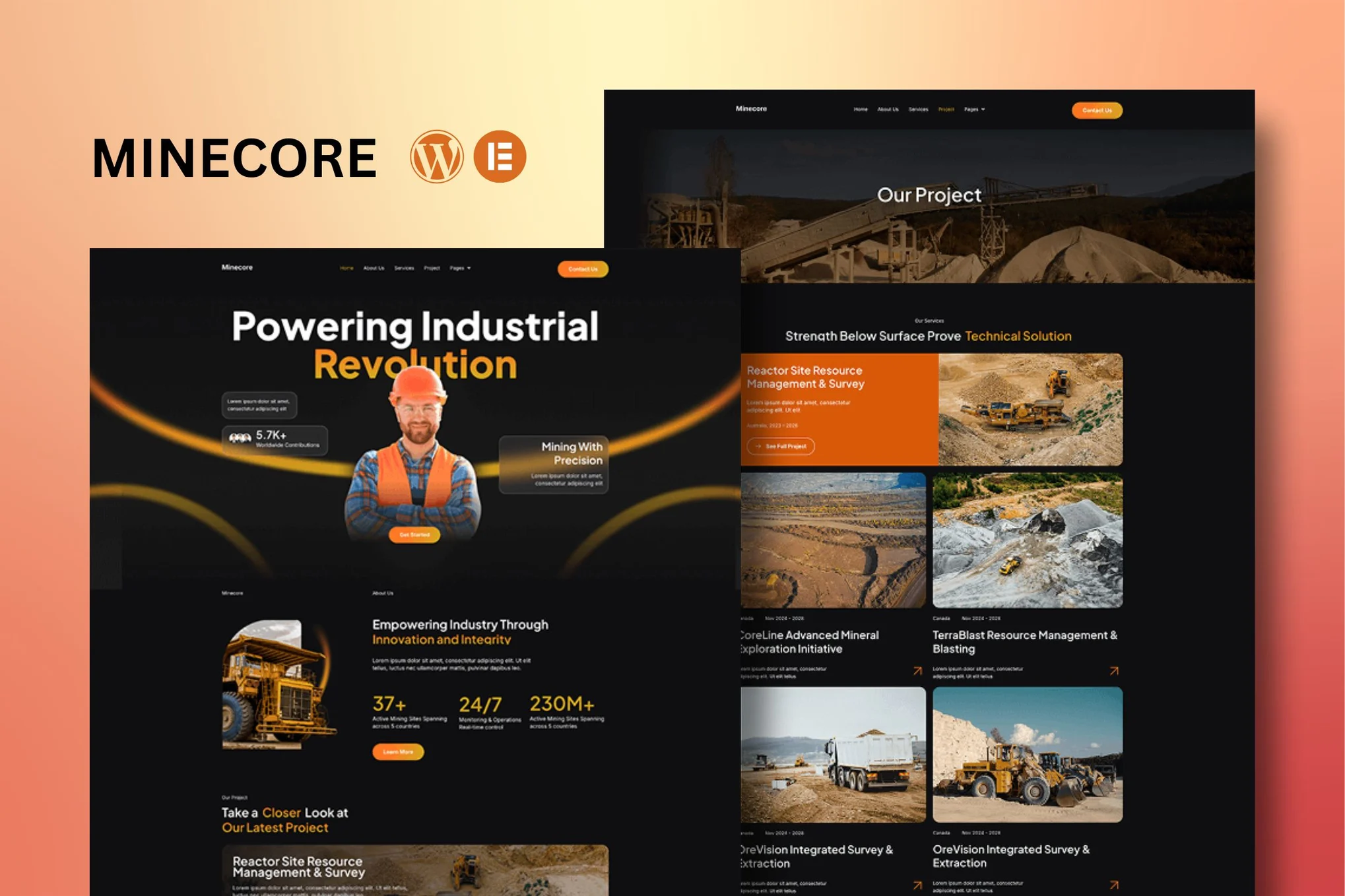Minecore – 采矿和工业 Elementor 模板套件
