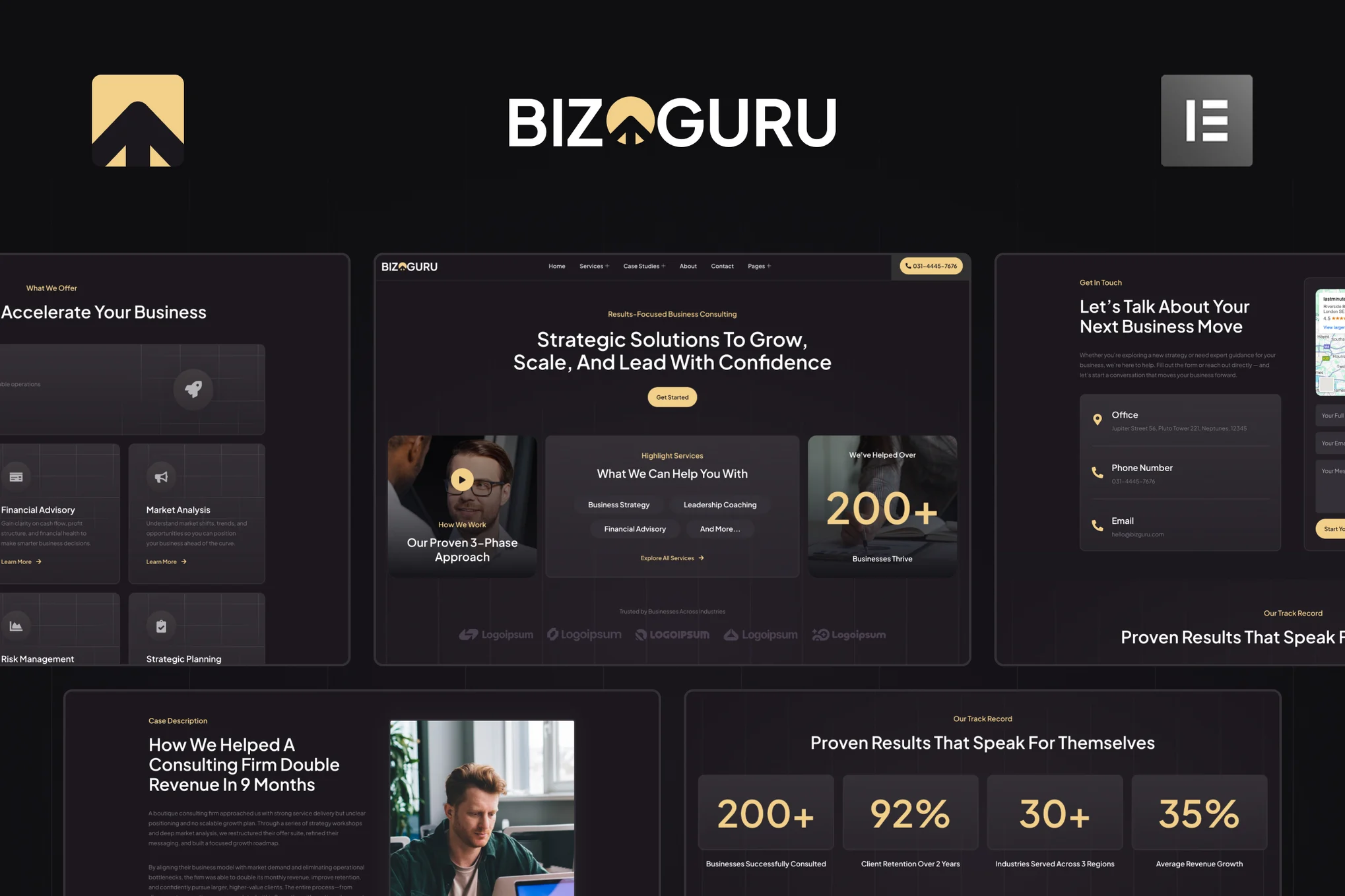 BizGuru – 商业咨询 Elementor 模板套件