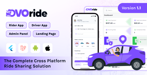 OvoRide v1.4 – 完整的跨平台拼车解决方案
