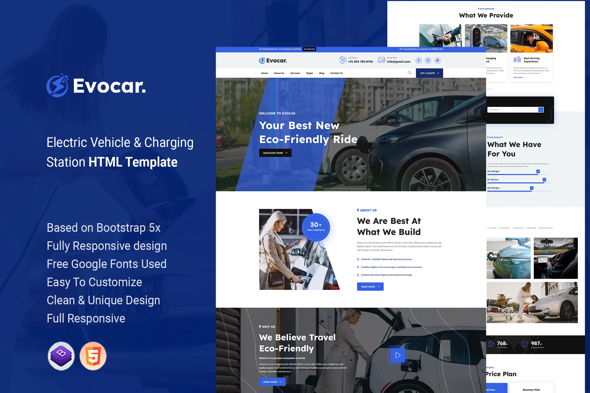 Evocar – 电动汽车和充电站 HTML