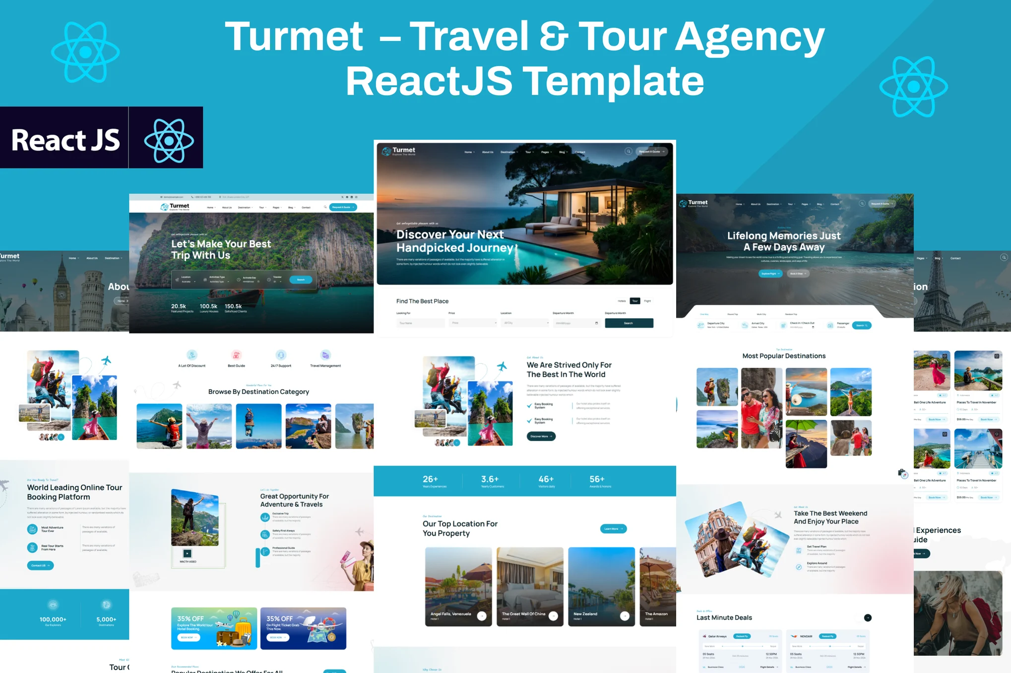 Turmet – 旅行和旅行社 ReactJS 模板