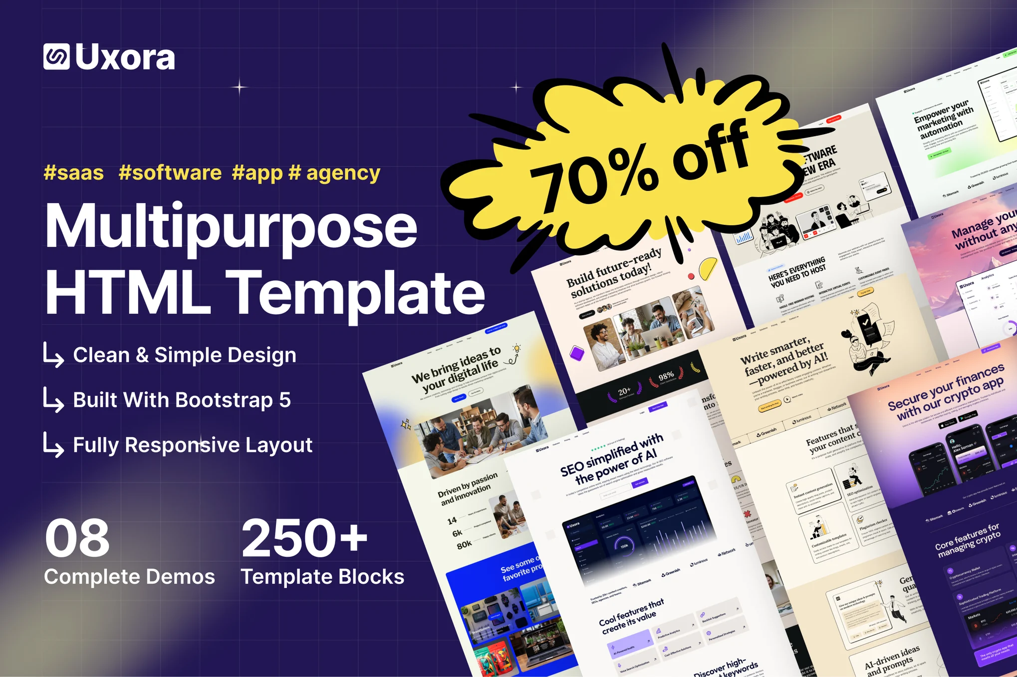 Uxora – 软件、SaaS 和启动 HTML5 模板