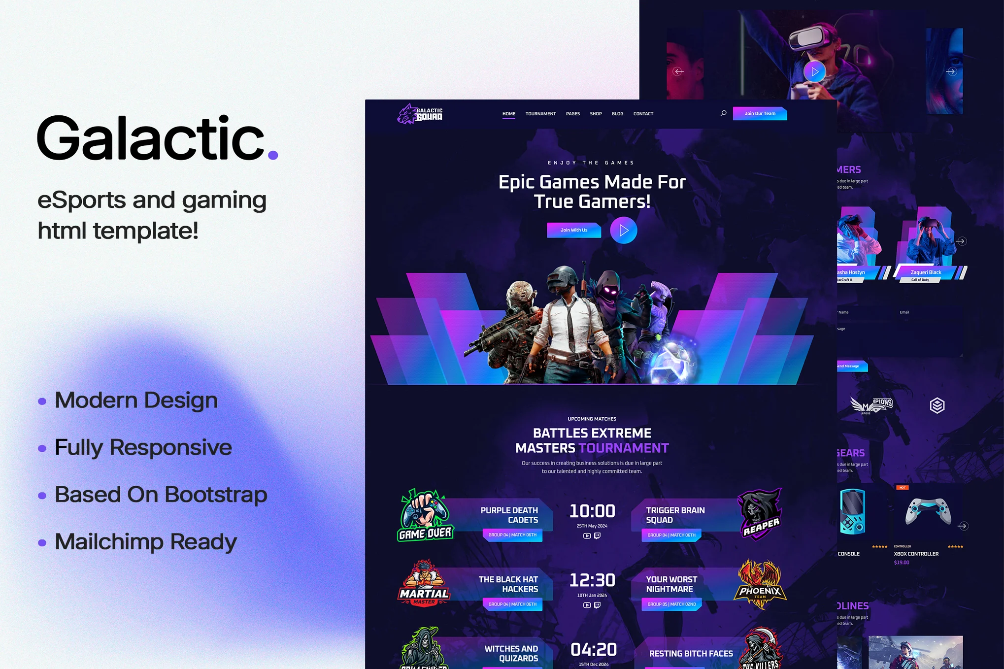 Galactic – 电子竞技和游戏 HTML 模板