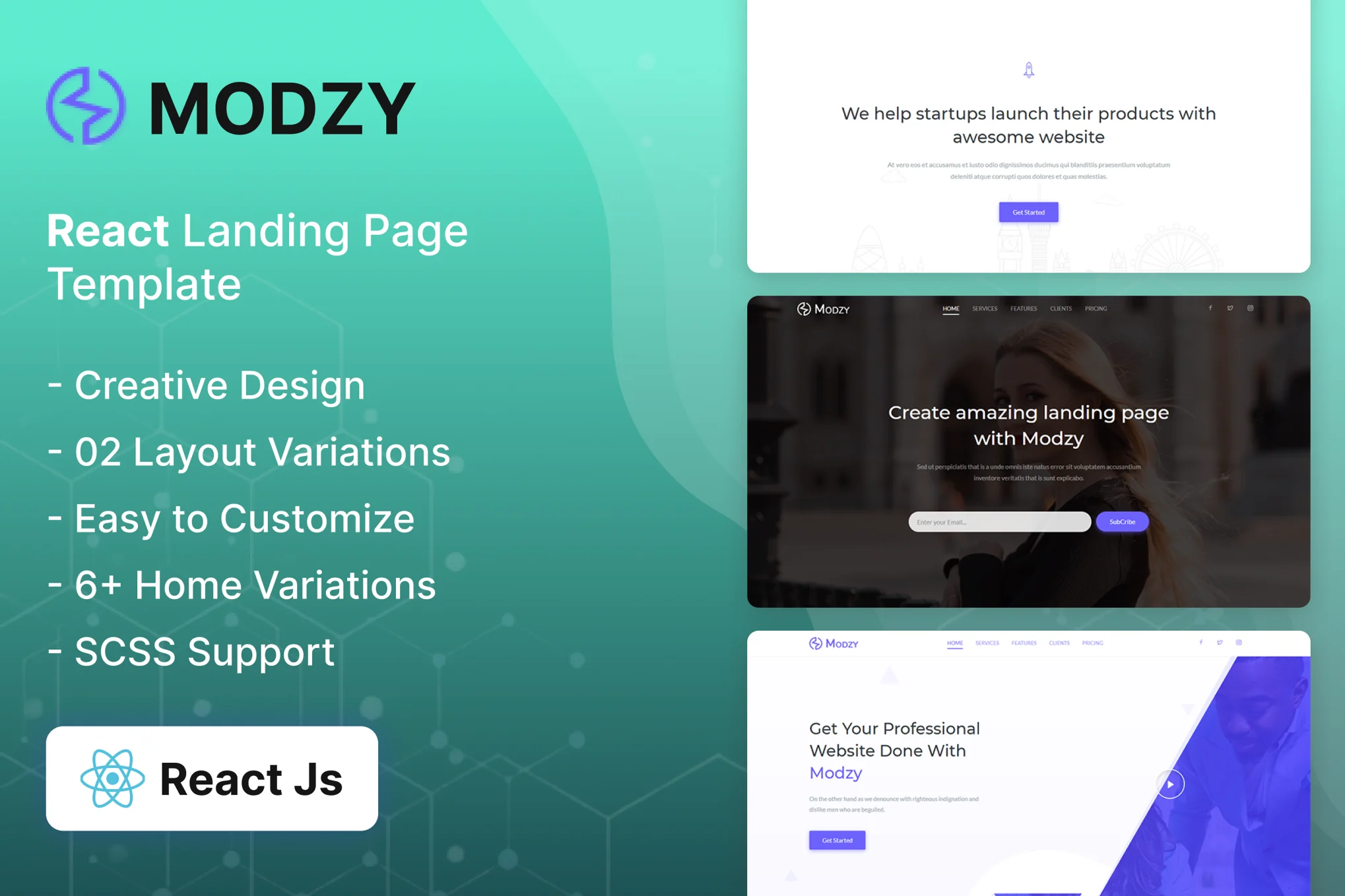 Modzy – React 登陆页面模板