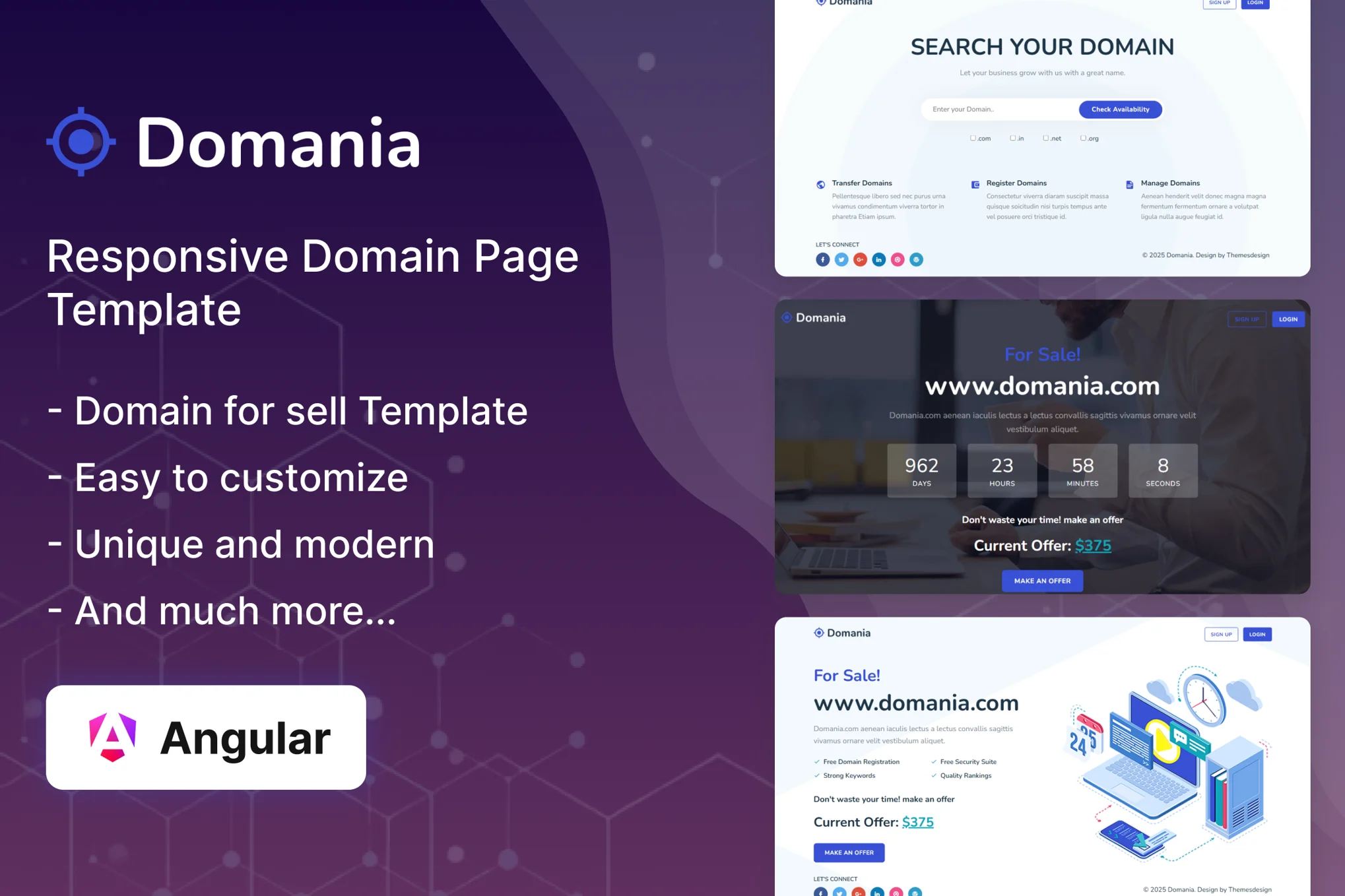 Domania – 出售域名 Angular 模板