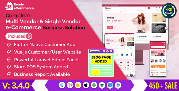 Ready ecommerce v3.7.0 – 完整的多供应商电子商务移动应用程序、网站、骑手应用程序和卖家应用程序