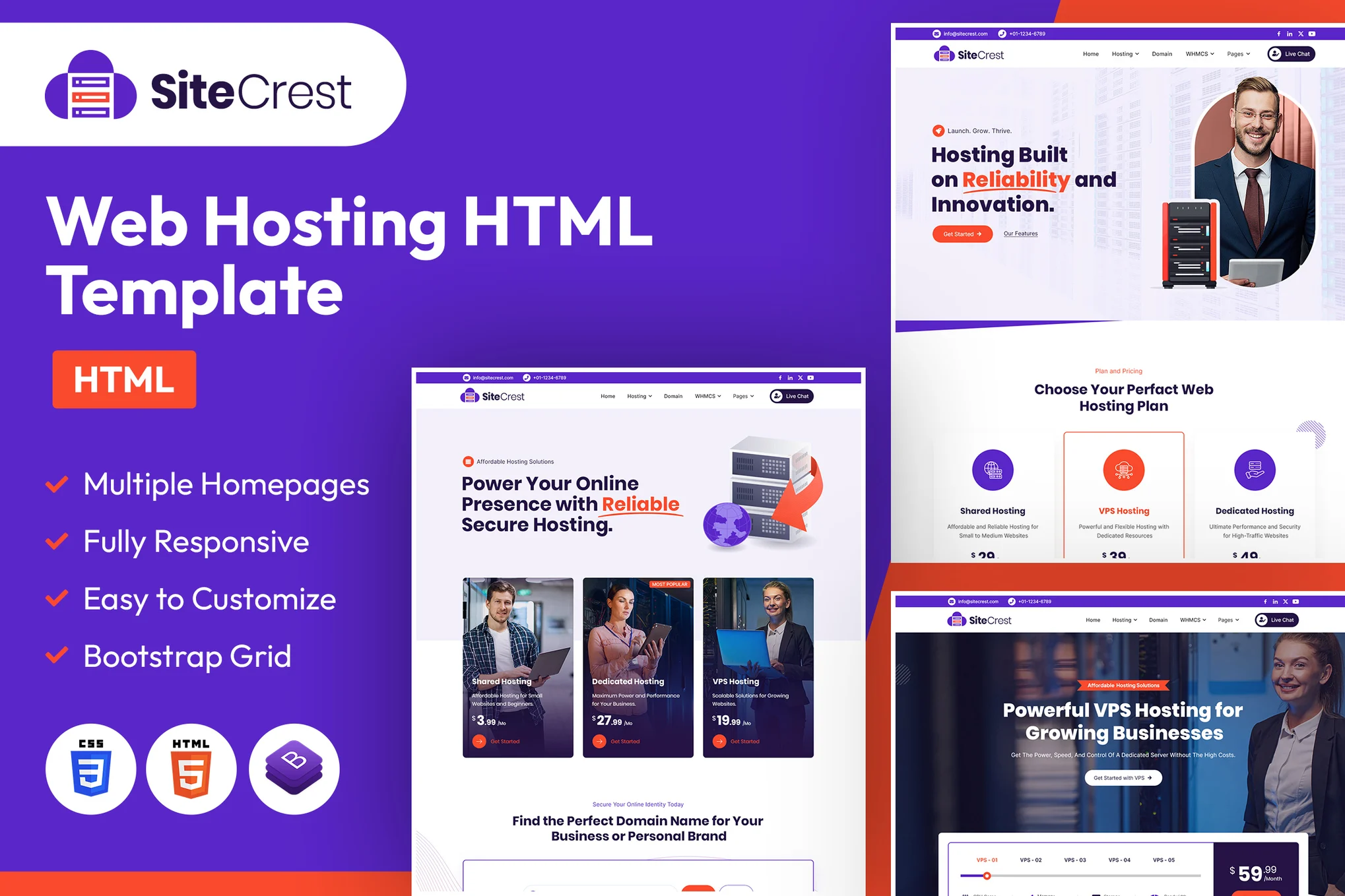 SiteCrest | 网站托管 HTML 模板