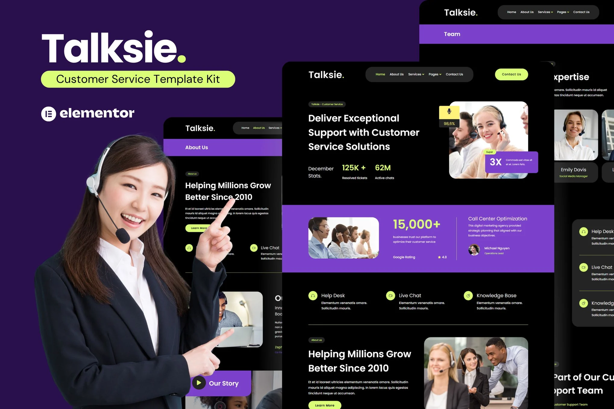 Talksie – 客户服务网站 Elementor 模板套件